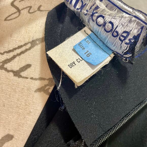 Vintage 80s Claudia Cooper Black Sequin Shoulder Draped Midi Dress Sz 16 - Picture 8 of 9